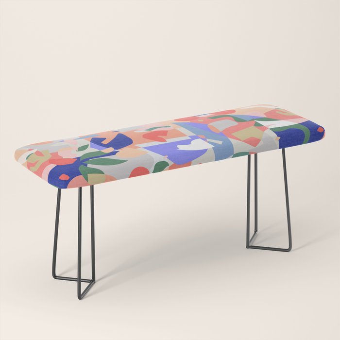 Abstract Fruits And Leaves / Modern Summer Bench