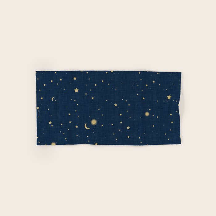 Magical Night / Galaxy In Blue And Golden Yellow Shades Bath Towel