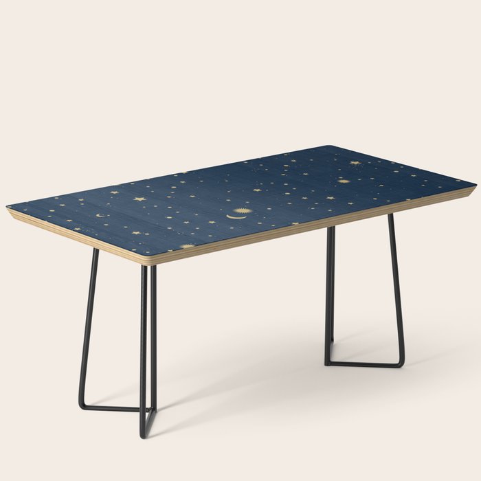 Magical Night / Galaxy In Blue And Golden Yellow Shades Coffee Table