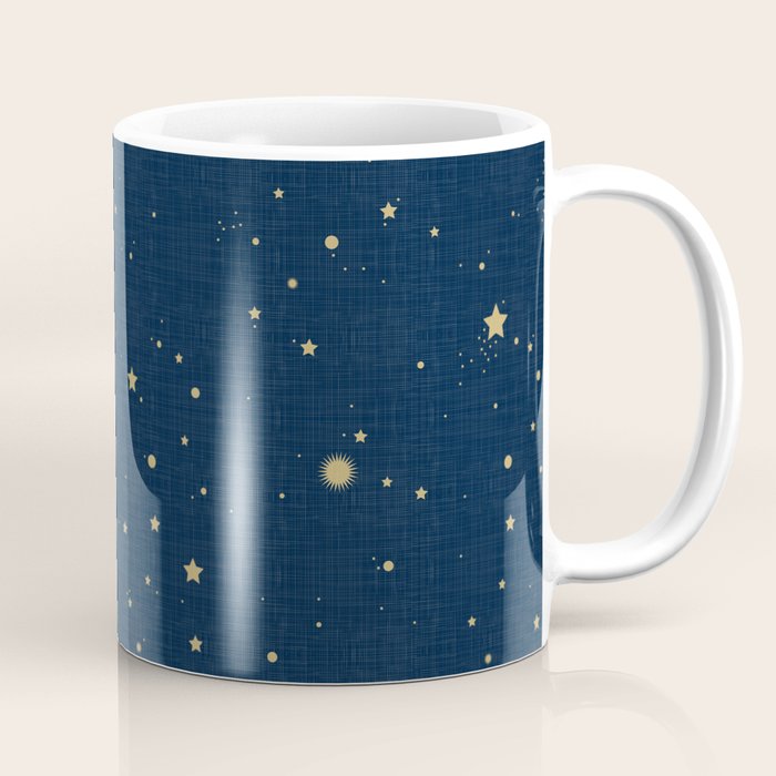 Magical Night / Galaxy In Blue And Golden Yellow Shades Coffee Mug
