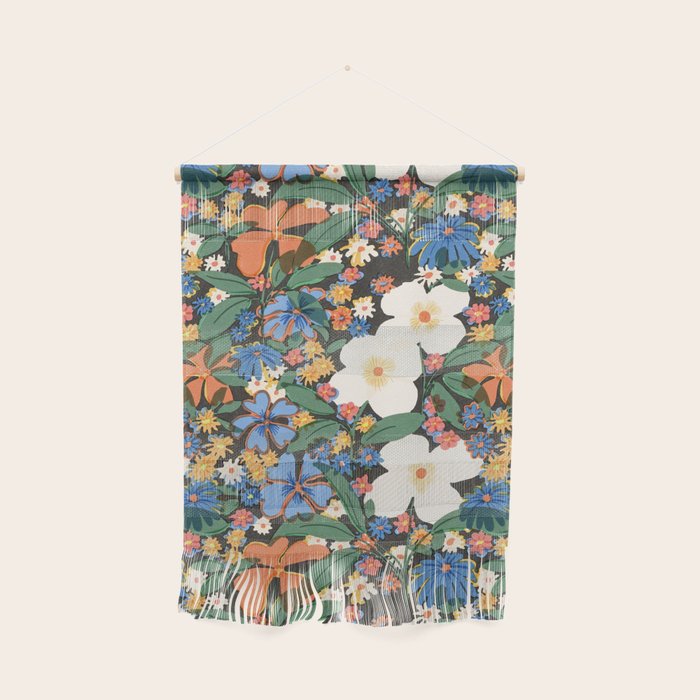 Grandma'S Garden Dark Background Wall Hanging