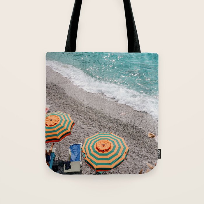 Monterosso Al Mare - Italy Europe Travel Photography - Summer Holiday Beach Umbrella Photo Art Print - Coastal Getaway Tote Bag