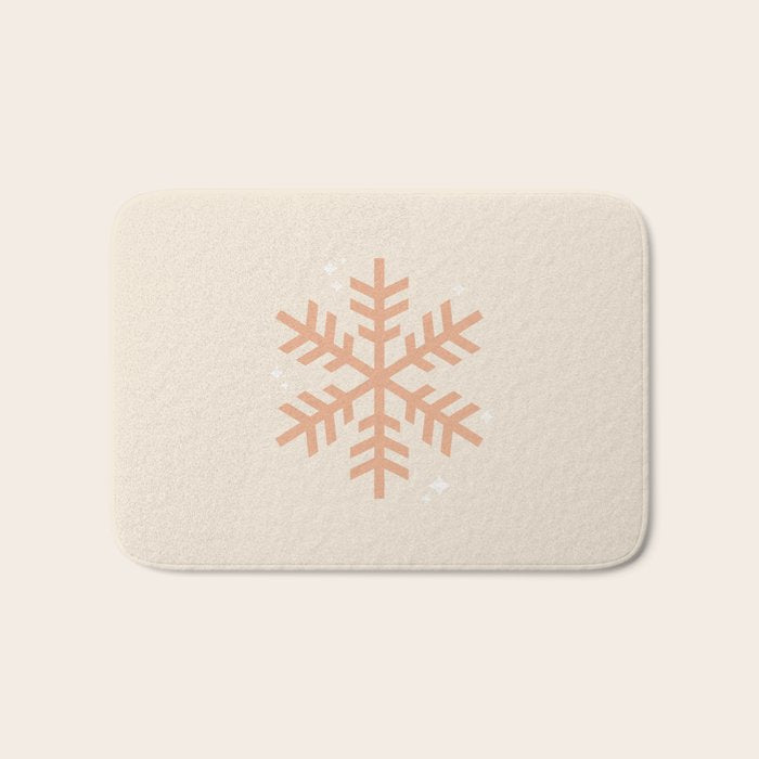 Snowflake Boho Christmas Decor Modern Earth Tones Bath Mat