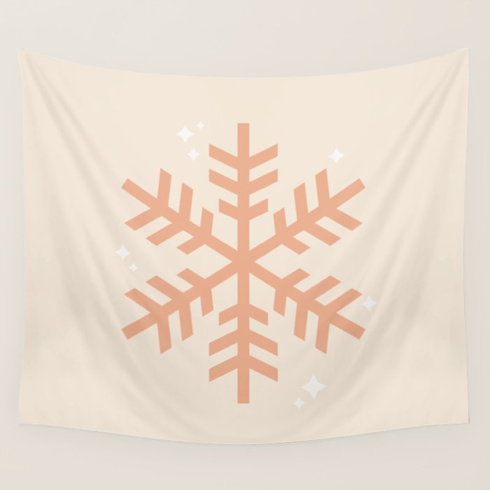 Snowflake Boho Christmas Decor Modern Earth Tones Wall Tapestry