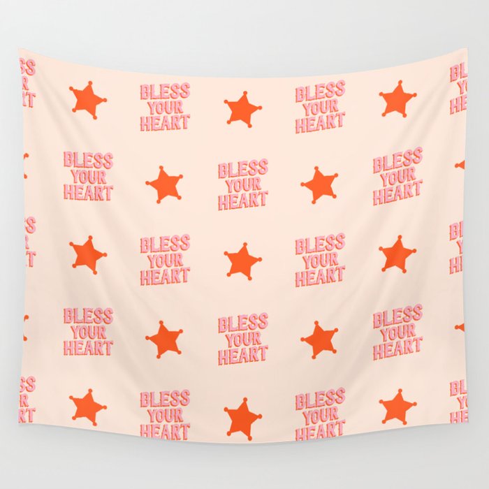 Southern Snark: Bless Your Heart (Bright Pink And Orange) Wall Tapestry