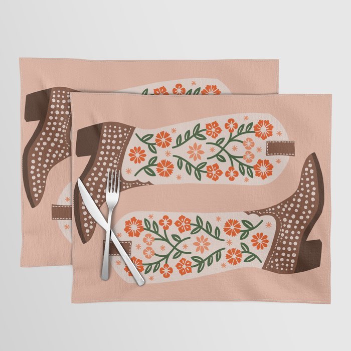 Cowgirl Boots - Orange And Green Placemat