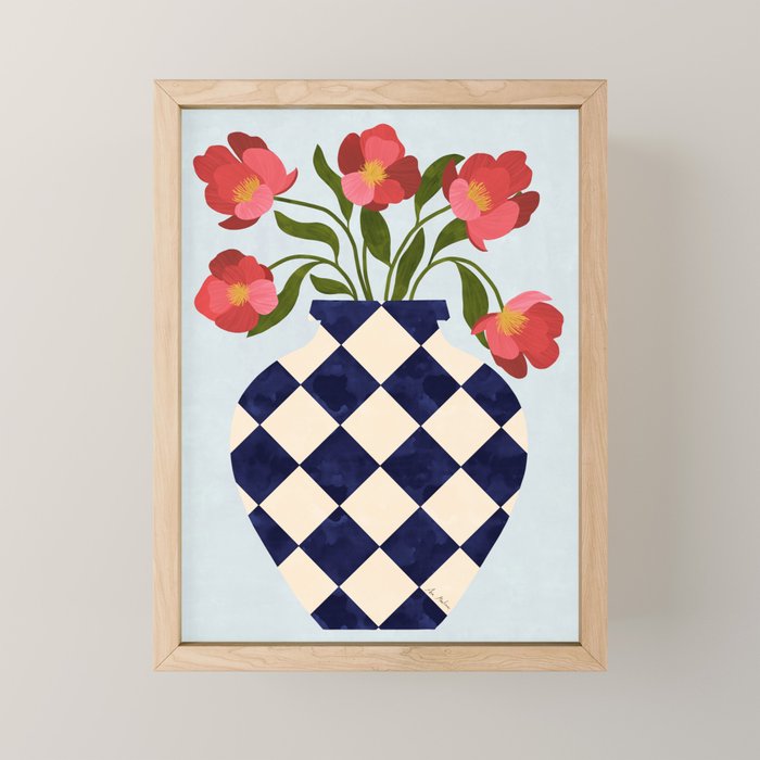 Roses And Vase With Diamonds Mini Art Print