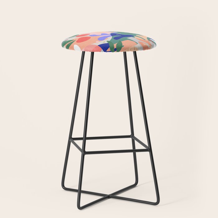 Abstract Fruits And Leaves / Modern Summer Stool