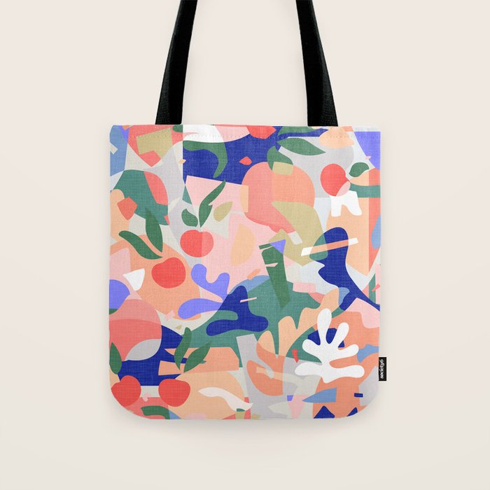 Abstract Fruits And Leaves / Modern Summer Tote Bag