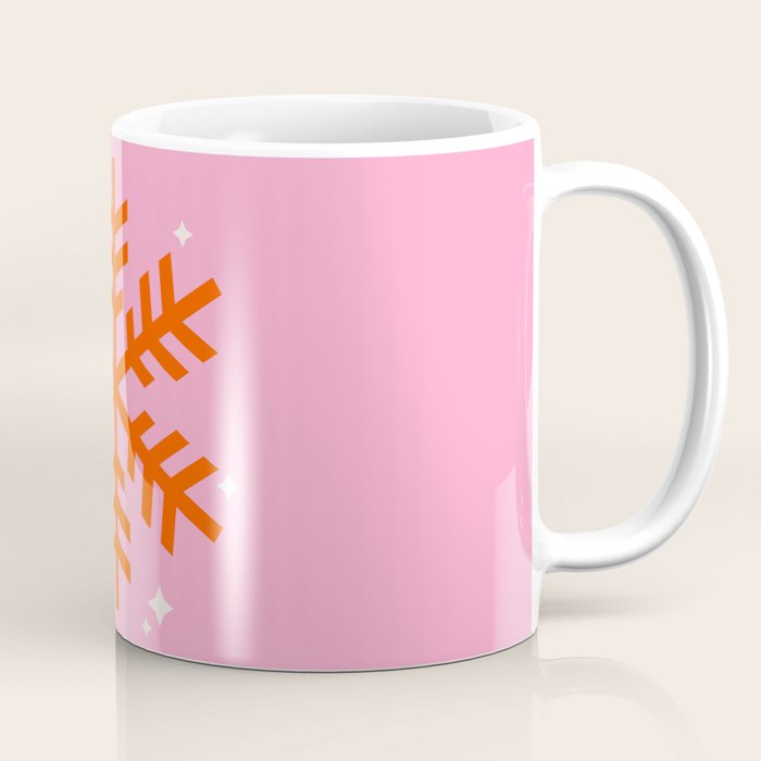 Christmas Print Snowflake Pink And Orange Holiday Decorations Festive Modern Decor Coffee Mug
