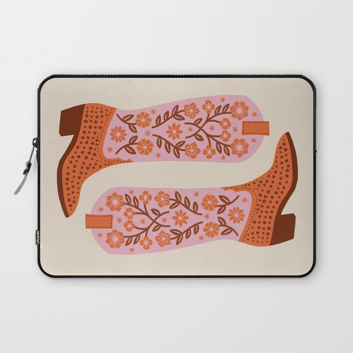Cowgirl Boots - Pink And Orange Laptop Sleeve