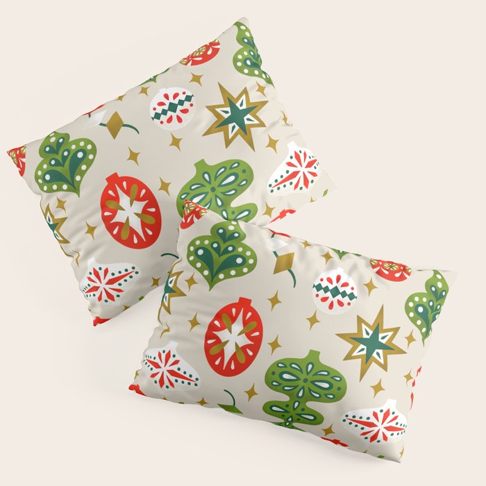 Vintage Christmas Ornaments Pattern Pillow Sham