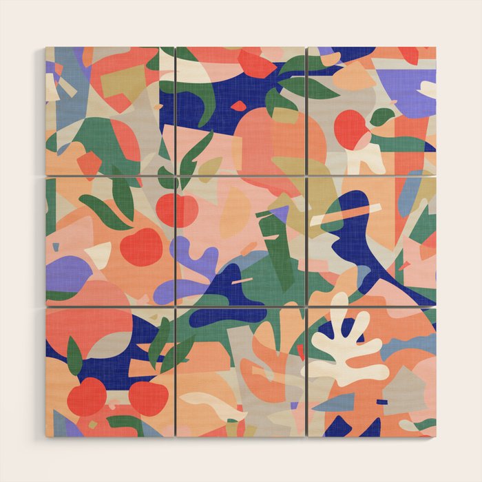 Abstract Fruits And Leaves / Modern Summer Wood Wall Art