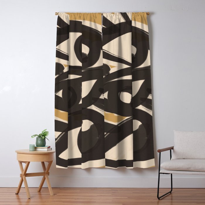 Abstract Line Art Eyes 10 Window Curtain