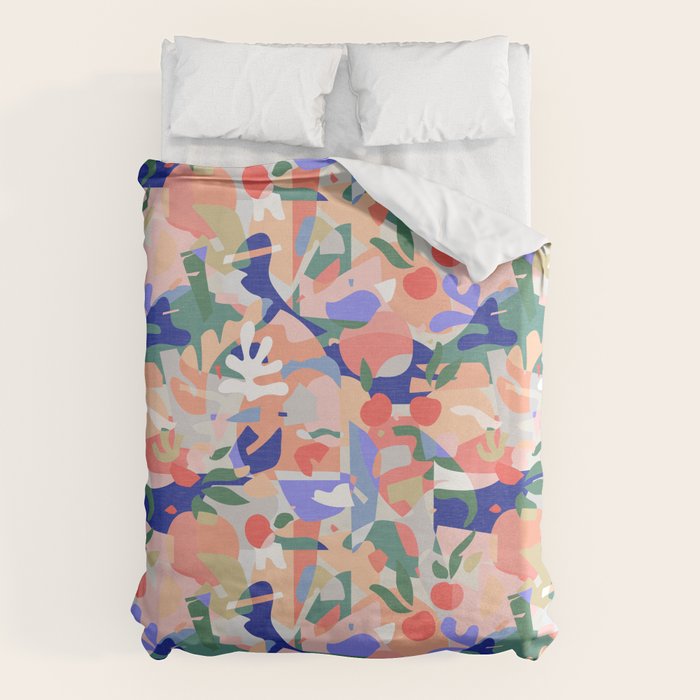 Abstract Fruits And Leaves / Modern Summer Duvet Cover