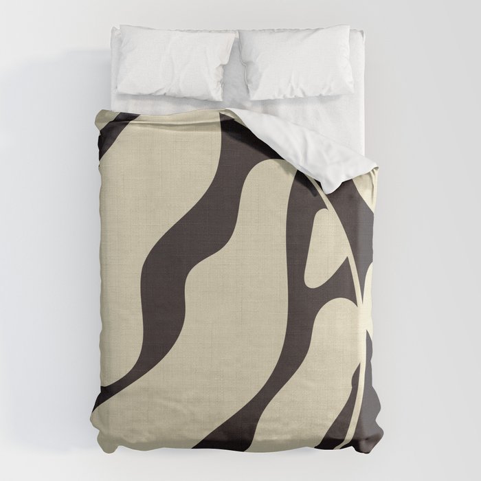 Matisse Leaf Black And Sand-White Duvet Cover