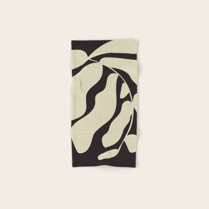 Matisse Leaf Black And Sand-White Bath Towel