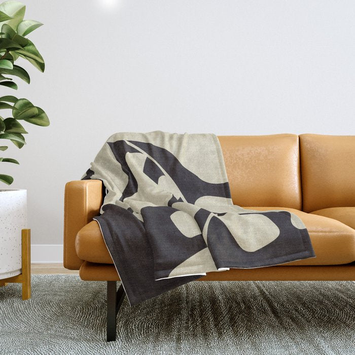 Matisse Leaf Black And Sand-White Throw Blanket