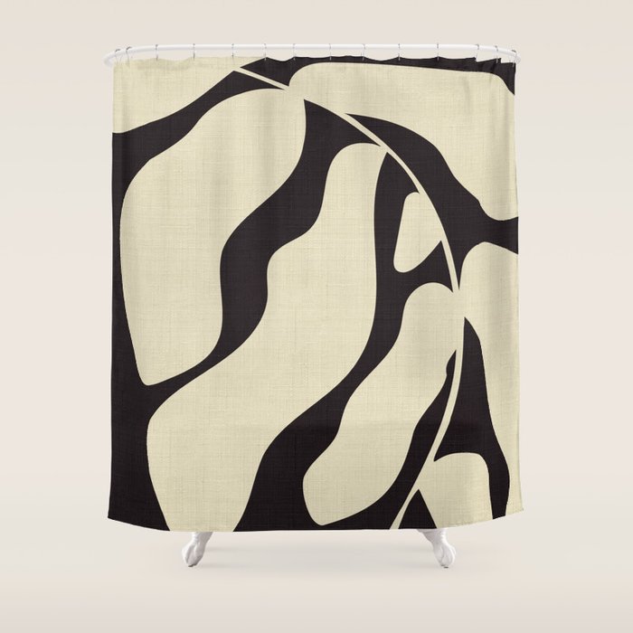 Matisse Leaf Black And Sand-White Shower Curtain