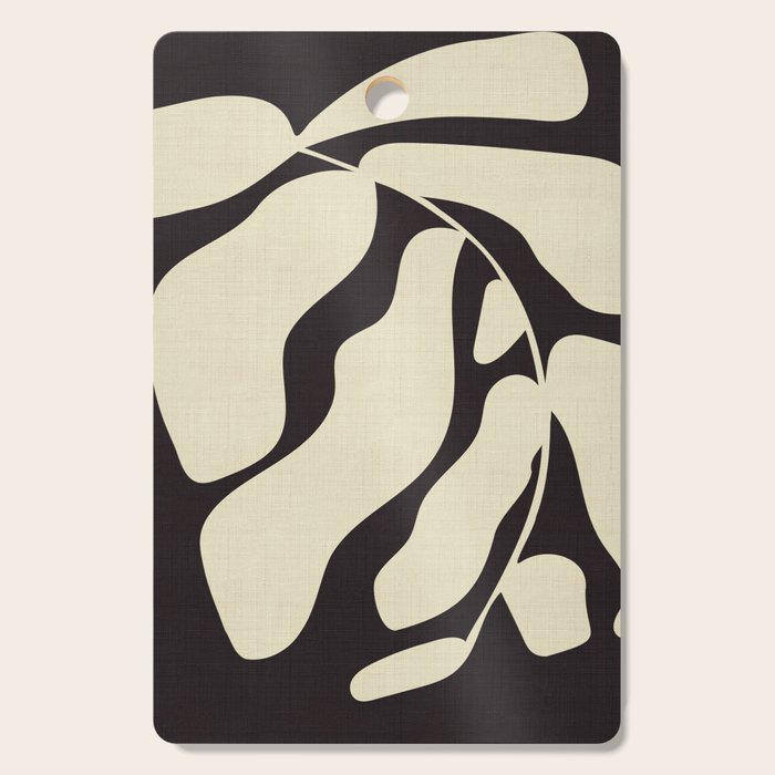 Matisse Leaf Black And Sand-White Cutting Board