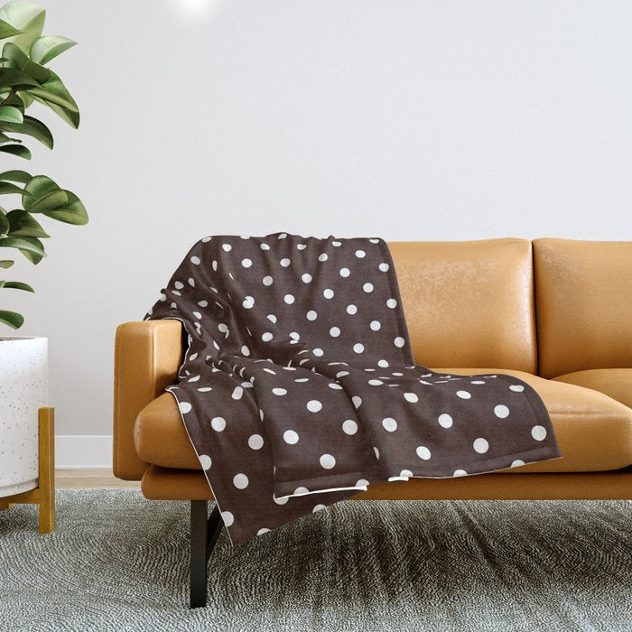 Polka Dot Brown And White Pattern Throw Blanket