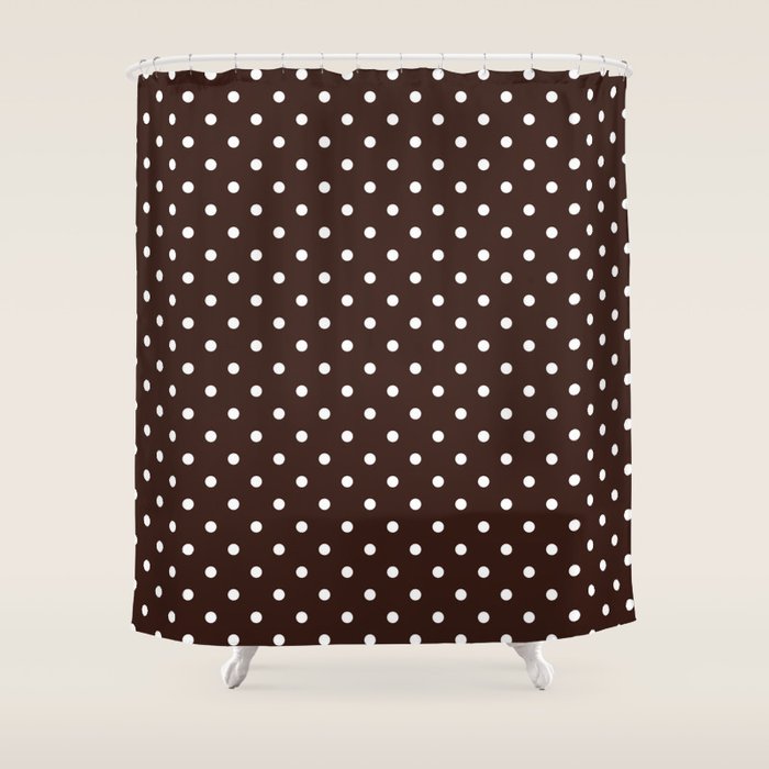 Polka Dot Brown And White Pattern Shower Curtain