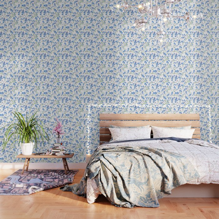 Forget Me Not Pattern Watercolor  Wallpaper