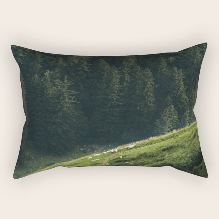 Sheep Trail In A Forest During A Calm Morning Rectangular Pillow