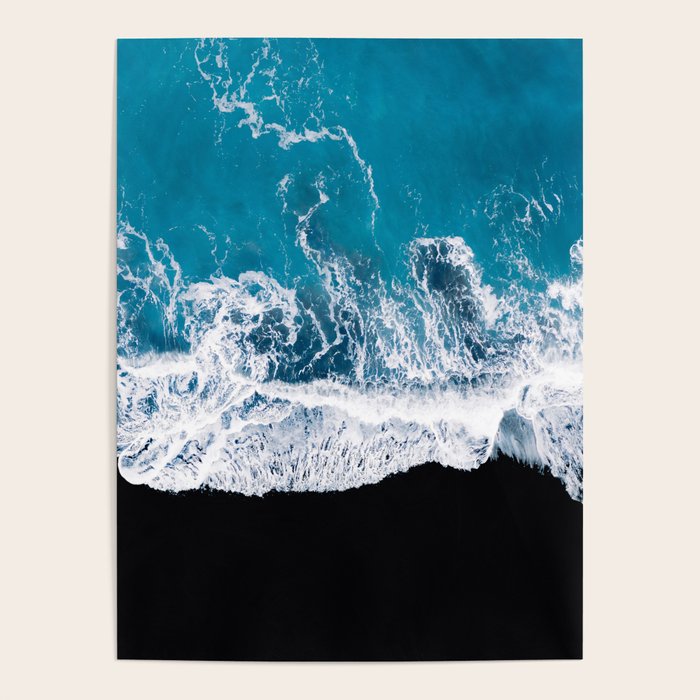 Minimalism Is Waves In Iceland  - Landscape Photography Poster