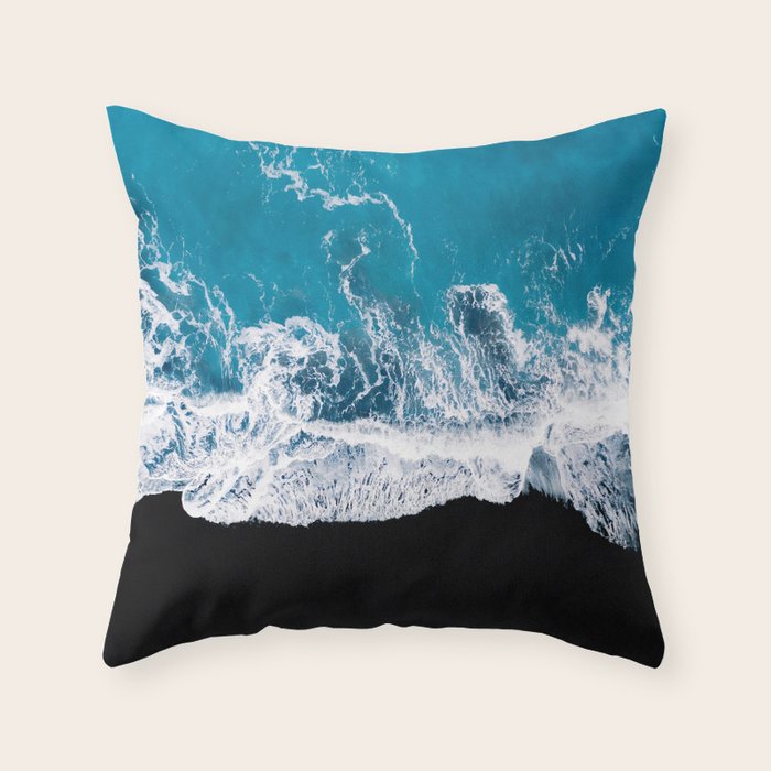 Minimalism Is Waves In Iceland  - Landscape Photography Throw Pillow