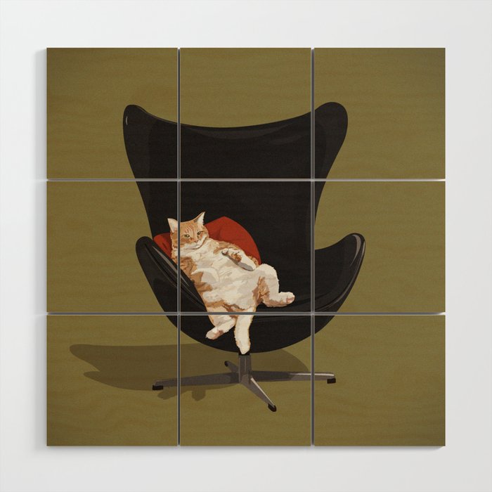 Cats On Chairs Collection - â1 Wood Wall Art