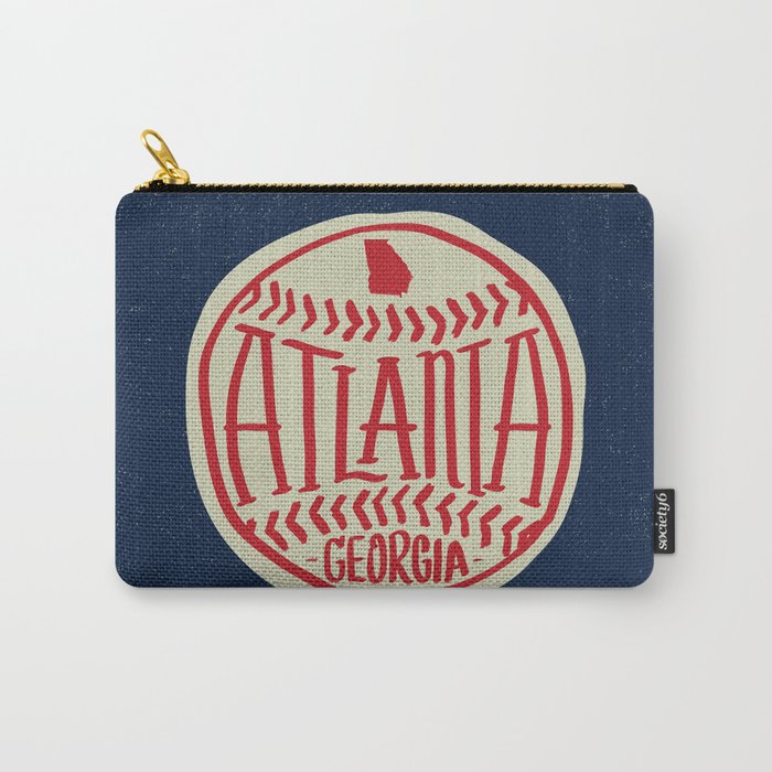 Atlanta Georgia Baseball - Hand Drawn, Script Typography Carry All Pouch