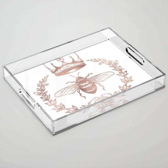 Queen Bee In Rose Gold Pink Acrylic Tray