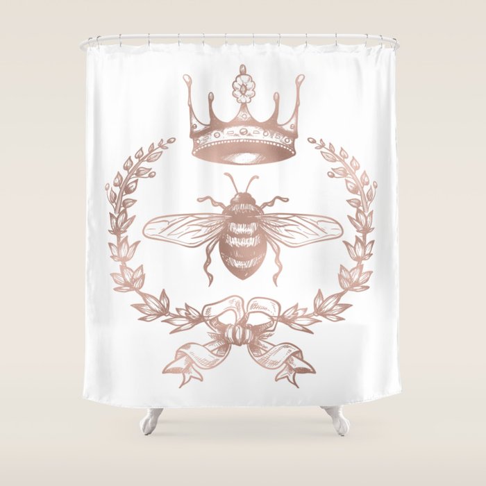 Queen Bee In Rose Gold Pink Shower Curtain