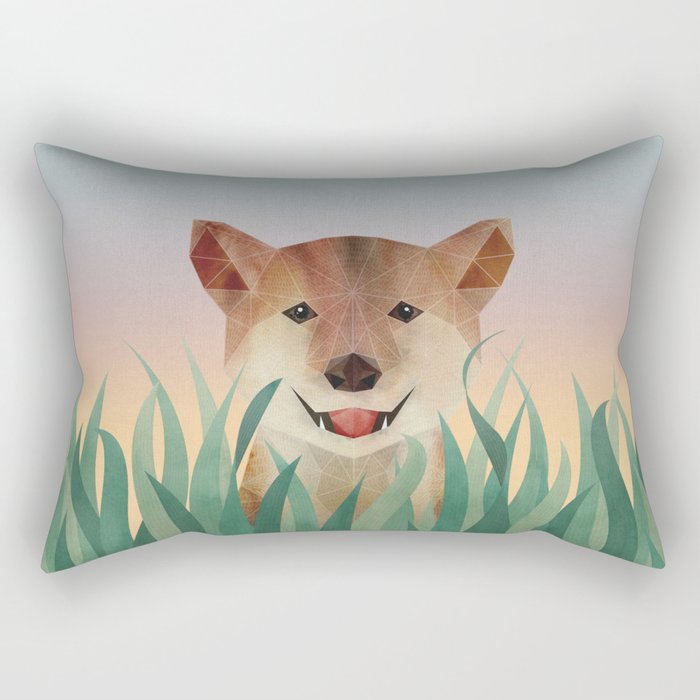Happy Shiba In The Grass (Sunrise Dog) Rectangular Pillow