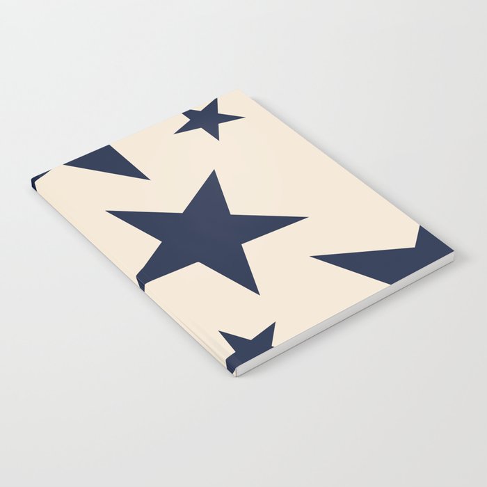 Navy & Light Beige Big Ol' Stars Notebook