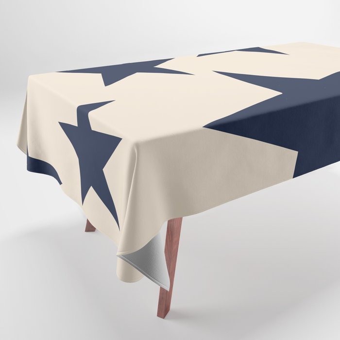 Navy & Light Beige Big Ol' Stars Tablecloth