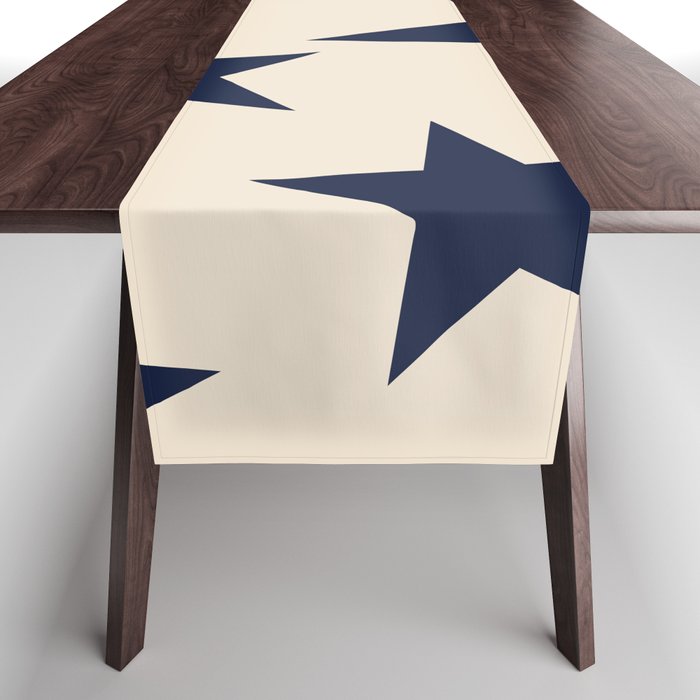 Navy & Light Beige Big Ol' Stars Table Runner