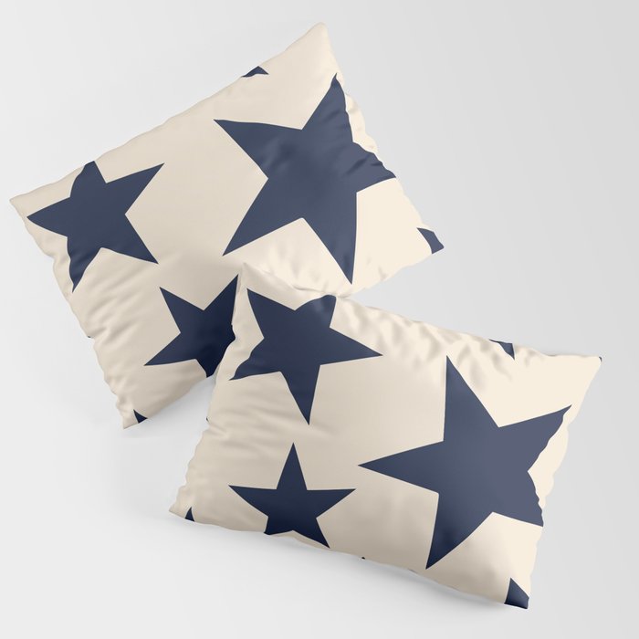 Navy & Light Beige Big Ol' Stars Pillow Sham