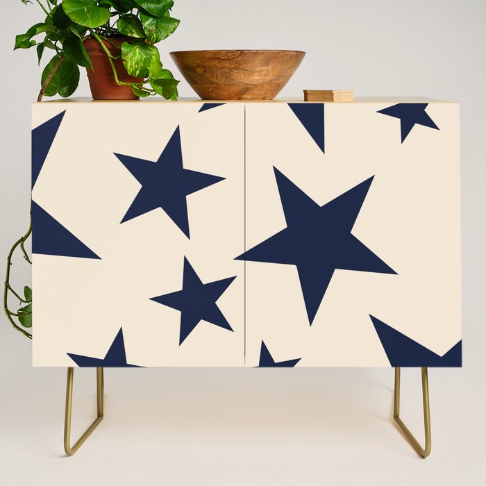 Navy & Light Beige Big Ol' Stars Credenza