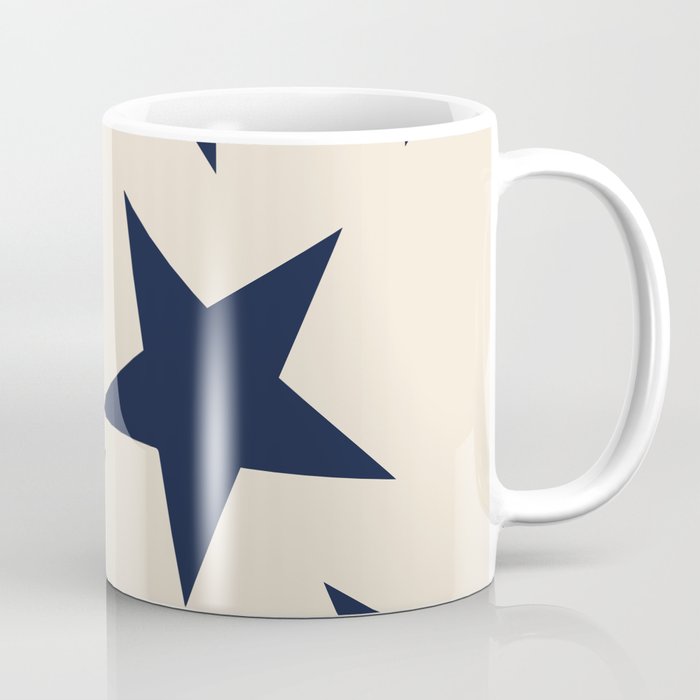 Navy & Light Beige Big Ol' Stars Coffee Mug