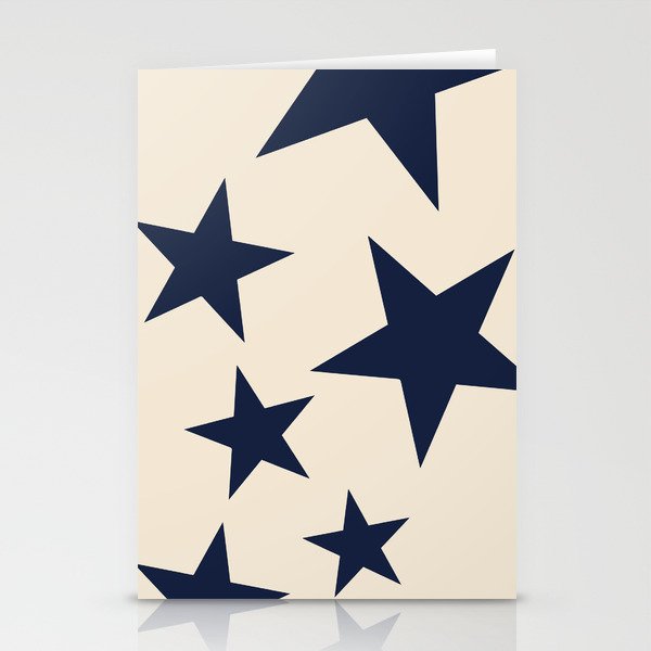 Navy & Light Beige Big Ol' Stars Stationery Card