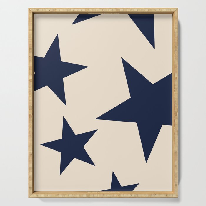Navy & Light Beige Big Ol' Stars Serving Tray