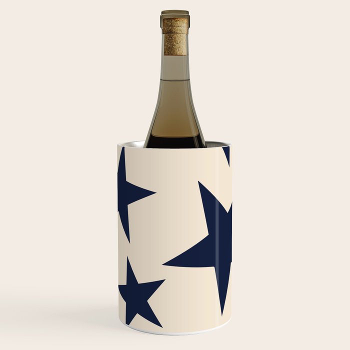 Navy & Light Beige Big Ol' Stars Wine Chiller