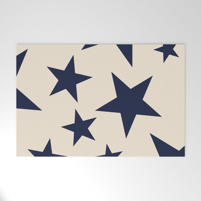 Navy & Light Beige Big Ol' Stars Welcome Mat