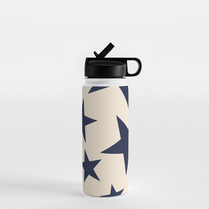 Navy & Light Beige Big Ol' Stars Water Bottle
