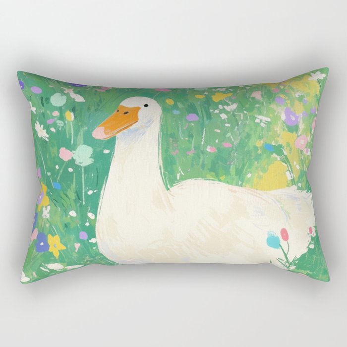 Goose Wildflower Cute Rectangular Pillow