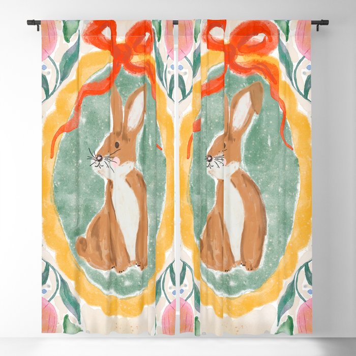 Enchanting Victorian Bunny Illustration Window Curtain
