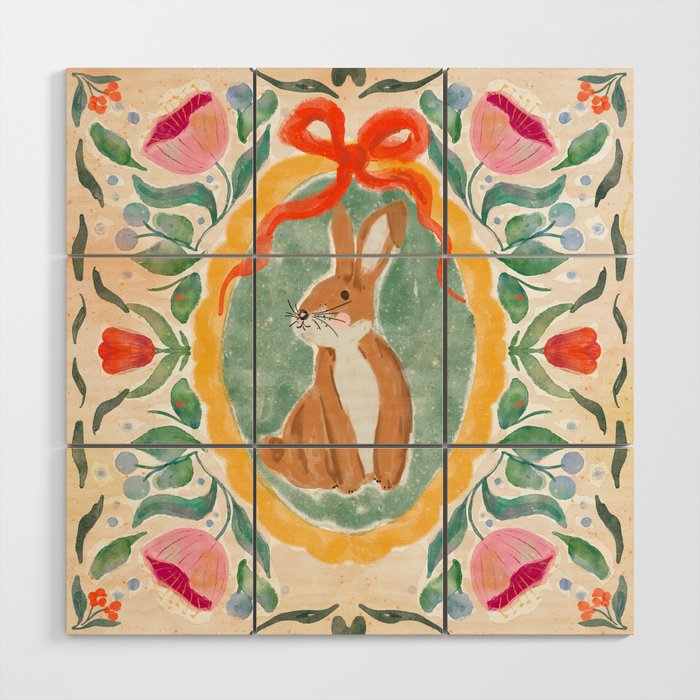 Enchanting Victorian Bunny Illustration Wood Wall Art
