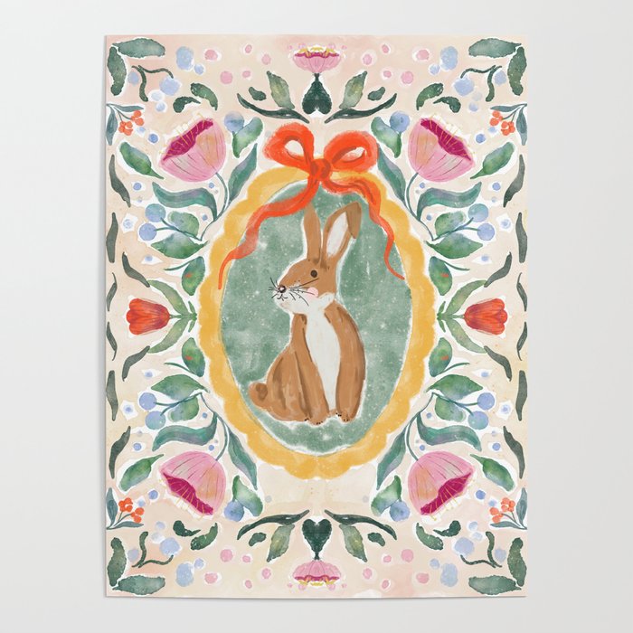 Enchanting Victorian Bunny Illustration Poster